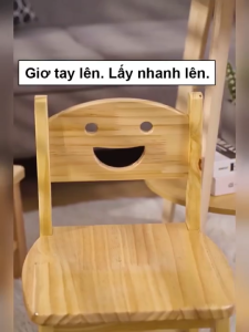 BMZAR Ghế thấp tựa lưng gỗ nguyên khối cho trẻ em góc bo tròn chống va chạm giảm giá 50%