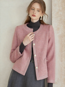 Roey s house | Flattering & Youthful Pink Short Coat for Womens Dates and Events in Winter