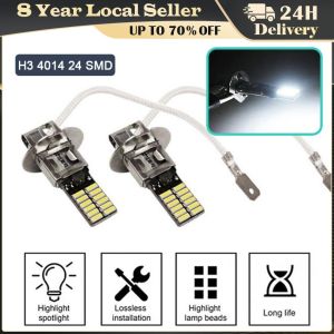 2PCS LED Fog Light H1 LED H3 LED 4014 Chips 45SMD Lamps Bulb Lens 12V Car Bulb Lamps Super Bright Driving DRL Auto Lamp Fog-Bulb-230807