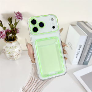 Luxury Jelly andy Color Slot Card Wallet Holder Phone Case For iPhone Air 11 12 13 14 15 16 17 Pro Max Clear Shockproof Cover
