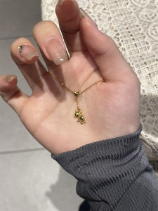 New Chinese Style 24K Gold Bear Pendant Necklace Cute Cartoon Clavicle Chain Elegant Sweet Fashion Jewelry Accessory for Women