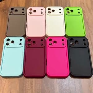 Ốp Điện Thoại iPhone Pro Max 18 17 16 15 14 13 12 11 Plus Air 16E 17E Màu Đen Tối Giản Dày Chống Sốc - Vỏ PC+TPU Từ Tính