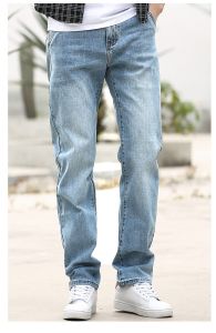 Jeep Spirit 1941 estd ống suông cho nam xuân thu thắt lưng jean giản dị ỐNg RộNg cotton giản dị Quần Quần Jean Xanh dương