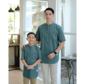 Couple Koko Ayah Anak Zipper Terkini Baju Koko Muslim Zaidan Koko Kurta Lengan Pendek