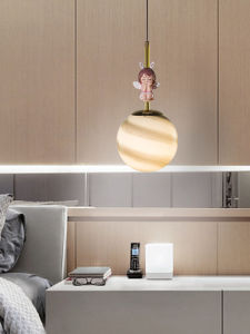 Modern Simple Nordic Childrens Room Bedside Hanging Lamp Creative Cute Boys Girls Bedroom Bar Counter Light Glass Aluminum