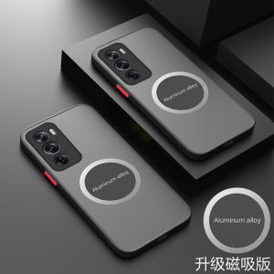 Transparent Magnetic Absorption Phone Case for Oppo Reno12 pro Full Cover Shockproof Mens Womens Lens Protection Silicone PC