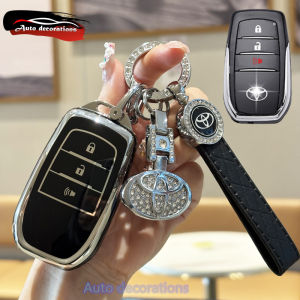 Toyota FORTUNER 2022 revo INNOVA Harrier key covers silver edge keychain for Toyota key cover
