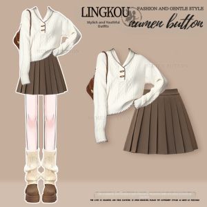 NUMEN BUTTON | Elegant Youthful Knitted Outfit