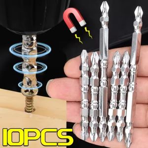 10pcs Double End Magnetic Screwdriver Bits Non-slip Hex Shank Impact Drill Bit Extended Cross Head Bits Set Tools