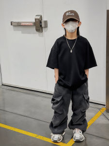 Boys Loose Fit Pure Cotton Short Sleeve T-Shirt Spring Summer New Style Childrens Fashion Brand Baby Versatile Solid Color Top