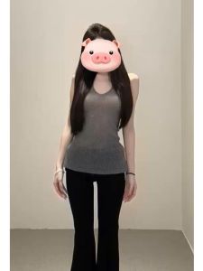 BINKAFENNY | เสื้อกล้ามสายเดี่ยวคอวีสีเทาสะท้อนแสงสำหรับผู้หญิงในฤดูร้อน แขนกุด เอวสั้น ผูกโบว์ โชว์หลัง เสื้อผ้าทำงาน สไตล์เรียบง่าย