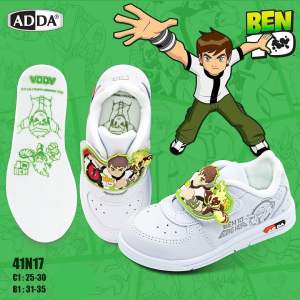 Adda🌟รองเท้านักเรียนพละสีขาวอนุบาลชาย ลายBen10 รุ่น41N17 ไซส์ 25-35