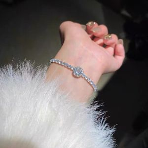 Exquisite micro inlaid zircon titanium steel bracelet for women light luxury niche high-end adjustable drawstring