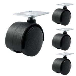 4Pcs Furniture Caster Wheel Table Plate with Brake 1.5 Swivel Castor Wheel Replacement Trolley Cart DIY Shelf Roller Black