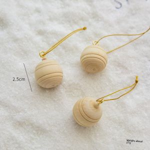 Christmas Decorations Wooden Mini Christmas Balls Diy Bell Ornament for Christmas Tree Small Hanging Pendants Festive Supplies