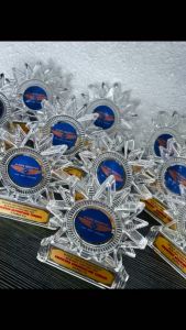 W4 Acrylic Stand Plaque/Plak Kayu/Cenderamata/Cenderahati/Hadiah/Award/Anugerah 牌匾 + LABEL + LOGO