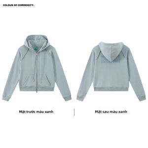 JNXS | Áo Hoodie Cotton Terry Mật Độ Cao Ngắn Rửa Phai Có Fringe Cho Mùa Thu