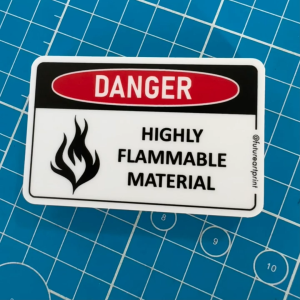 Danger Highly Flammable Material. Mudah Terbakar. Sticker Sign Safety Warning Caution Signage Label Fire Ignition Hazard
