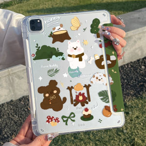 KENKE ipad Case cartoon anime cute With Right pencil slot for ipad 2024 pro 11 inch air 6th gen 13 inch pro 13（2020/2021/2022）ipad air 4th air 5th gen ipad 10 gen ipad 9th 8th 7th gen pro 12 9 inch case Y folding cover Acrylic hard shell tablet bag