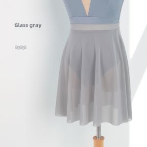 Gauzy Dance Dress Womens Skirt Covering Skirt Dancing Dress Apron Adult Body Ballet Practice Clothes Black Skirt