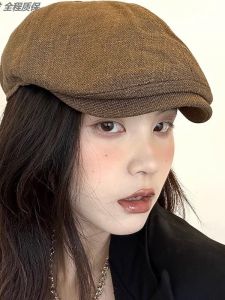 Mũ Trùm Đầu Kiểu Anh Quốc Cổ Điển Cho Nữ Mùa Thu Đa Năng Có Thể Lật Ngược Thời Trang Cỡ Lớn Cho Khuôn Mặt Nhỏ Màu Cà Phê