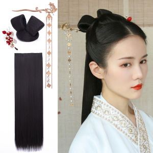 JiKuan FengJiu Original Hairstyle Package Wig Pieces Phoenix Long Hairpin Included Real Human Hair Straight Hair Extensions