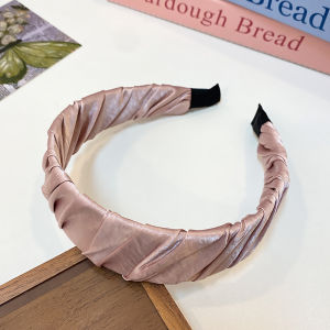 Retro Satin Pleated Hairband Womens New Style High Forehead Headband Daily Face Washing Anti-Slip Hair Ties Outdoor Wear