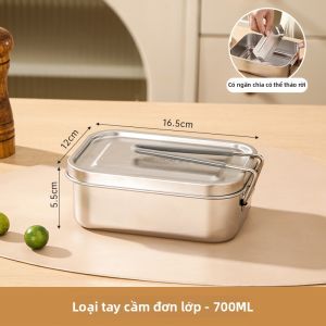 YIYIPAI | Hộp Cơm Bento Có Khoang Cách Nhiệt 304 Thép Không Gỉ