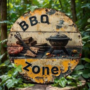 CIFbuy | Biển Hiệu Nướng Thịt Kiểu Tây Ban Nha Bằng Kim Loại Retro 8 Inch Trang Trí Sân Ngoài Trời Nghệ Thuật Treo Tường Phòng Nướng Kiểu Rustic