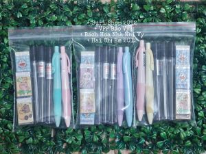 Set 02 cây bút chì định vị cá heo kèm 30 ống ruột chì 2B ngòi 2.0mm và 5 cục gôm tẩy bút chì