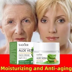 SADOER Natural Aloe Vera Smooth Gel Acne Treatment Face Cream for Hydrating Moist Repair After Sun