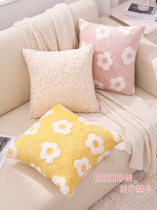 เบาะรองหมอนอุปกรณ์ตกแต่งบ้านสไตล์ชนบทหรูหรา ขนแกะ สไตล์ห้องนั่งเล่นและห้องนอน ปกหมอนแบบสี่เหลี่ยม ส่วนบนเป็นผ้าฝ้าย พื้นผิวแบน