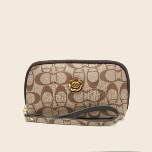 Large Capacity Wallet Womens Handheld Bag Practical Mom Style Mobile Phone Bag Coin Purse Silver Color Long Wallet PVC Material