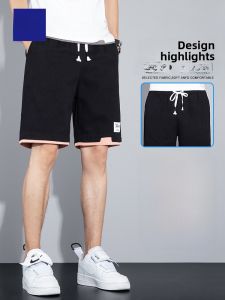 ROMON | Romon Mens Summer Thin Loose Straight Leg Cotton Shorts Casual Sports Beach Five-Point Medium Pants Breathable Quick-Drying