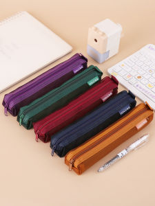 Transparent Mesh Pencil Case Zipper Stationery Bag for Boys And Girls High School University Simple Ins Style Pure Color Retro Small Zipper Bag