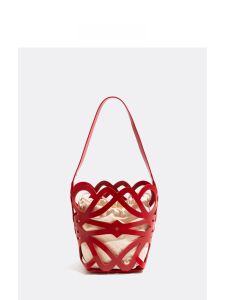MABULA | Mabula Hollow Out Soft Leather Bucket Bag Crossbody Bag Versatile Handbag Fashionable Trendy Summer 2025 Single Shoulder Bag
