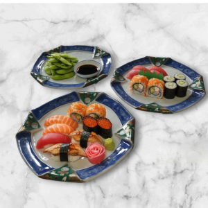 จาน porcelain คราม น้ำทอง