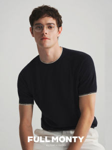 Contrast Insert T-Shirt Knit Linen Cotton Casual Short Sleeve