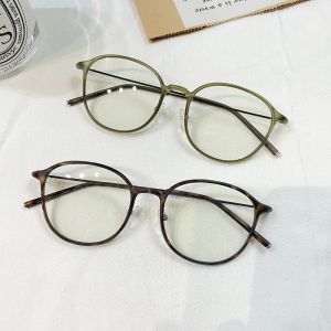 Ultra-Lightweight round Frame Glasses TR90 Rimless Optical Glasses for Men And Women Anti-blue Light Color-Changing Glasses