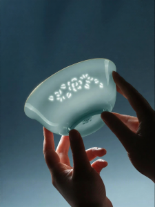 JINGDEZHEN | Ceramic Handmade Linglong Shadow Blue Glazed Bowl