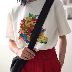 T-Shirt Wanita Lengan Pendek Putih Motif Kartun Beruang  Katun Combed Premium Adem  Desain Korea Oversize Slim Fit Tren 2025  Baju Uniseks Ukuran Besar Gaya Edgy  Desain Streetwear  Tampilan Modis  Santai  Kerah bulat Slip - on Tops  Pakaian couple