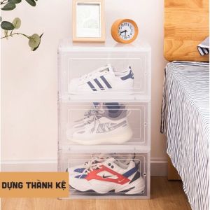 Hộp Đựng Giày Nhựa Cứng Cao Cấp Size Lớn Kệ Giày Nắp Trong Suốt Cửa Nam Châm Lắp Ráp Tiện Lợi ( Loại Xịn )