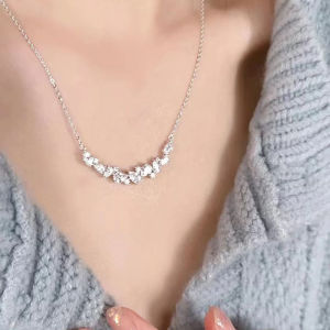 Besfome pha lê zircon lưỡi liềm thép Titan Vòng cổ phụ nữ khí chất phụ nữ hoa tử đằng Choker Dây chuyền đám cưới