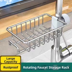Kitchen Faucet Hanging Rack For Towels and Rags No Drilling Required Stainless Steel