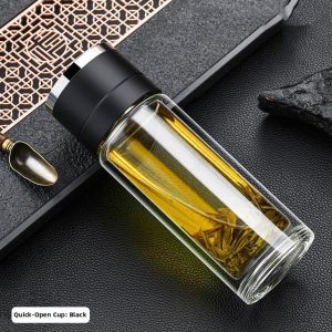 Easy-Open Tea Separation Double-Layered Glass Cup