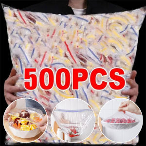 500pcs Colorful Disposable Food Cover / Elastic Plastic Bowl Covers / Kitchen Fresh Saver Organizer Bags / Fruit Vegetable Fresh-keeping Pouch for Family Outdoor Picnic