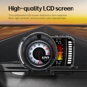 RYSJM | P28 Car HUD Obd2 on-board Computer OBD+GPS+RGB Gesture Recognition Speedometer Windshield Speed Turbo RPM Switch for Car Fault
