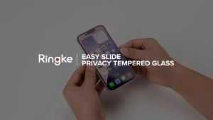 Ringke Easy Slide Privacy Tempered Glass [2 Pack] Compatible with [Apple iPhone 16e] Screen Protector with Installation Tool HD Quality 9H Hardness Tempered Glass Film Polarizing Privacy Filter