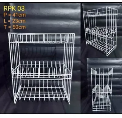 Rak Piring Susun 3 rak gelas RPL03/ RPL 02 Rak Piring Rak Piring Tegak Tegak Tegak Dapat disesuaikan Logam Logam 2 Lapis Rak Piring