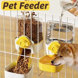 Pet Cage Hanging Water Dispenser Cat Dog Automatic Water and Food Feeder Bowl Rabbit Water Bowl